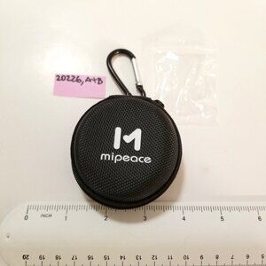 New Mipeace Black Earbuds Storage Fabric Hard Case Carbiner Zipper Compartments!